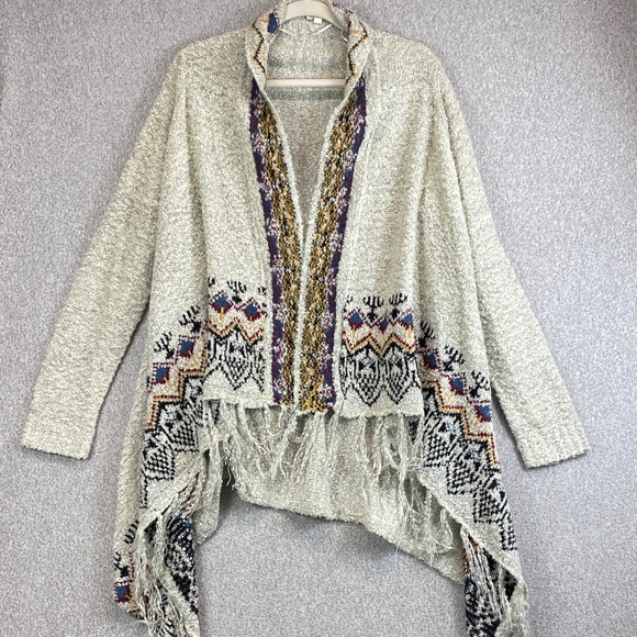 Eyeshadow southwest cardigan L western fringe cozy soft festival colorful - Picture 1 of 9